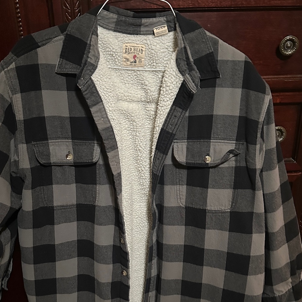 RedHead Plaid Sherpa Jacket in Black and Gray